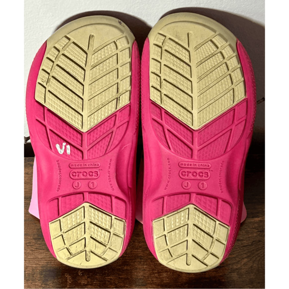 Crocs Kids Size 1 Youth Blitzen Convertible Clog And Bootie Faux Fur Lined Pink - Picture 10 of 11